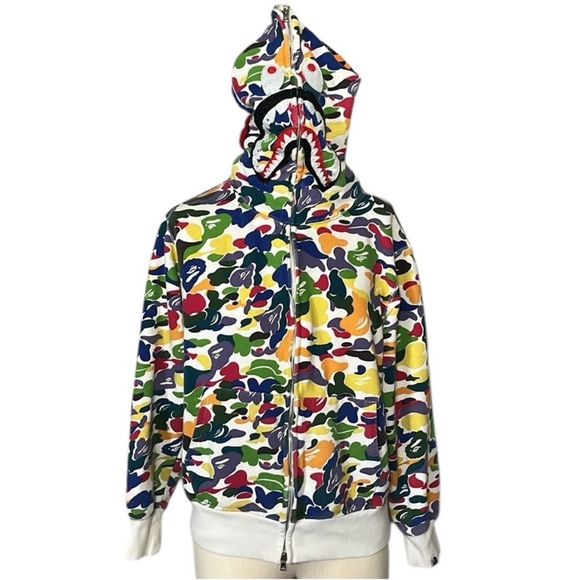 BAPE A Bathing Ape Medium Camouflage Shark Full Zip Hoodie - Picture 1 of 7